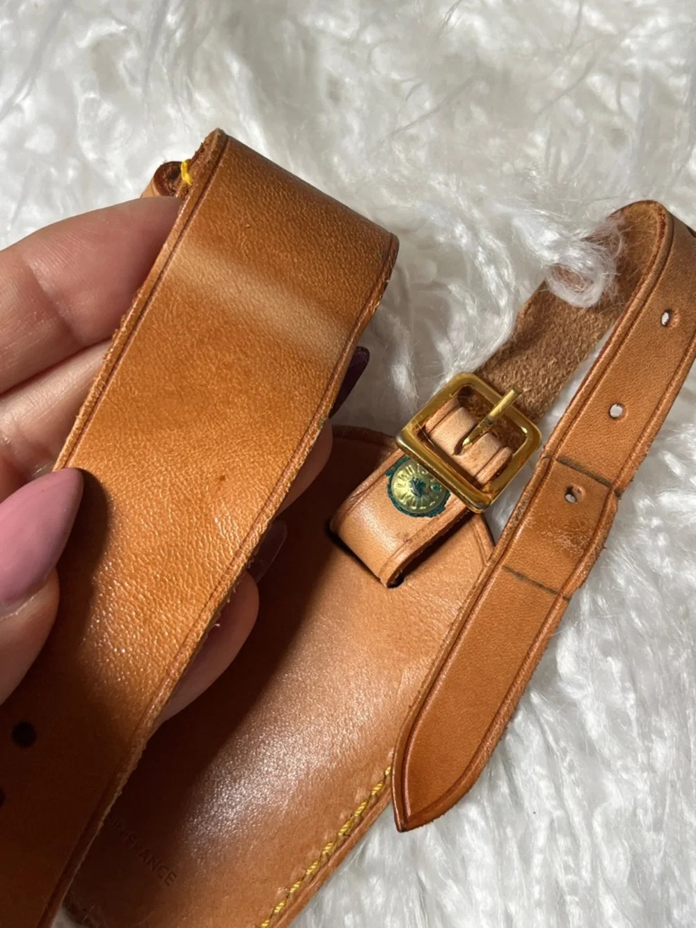 Louis Vuitton Brown Leather Luggage Tag with Strap